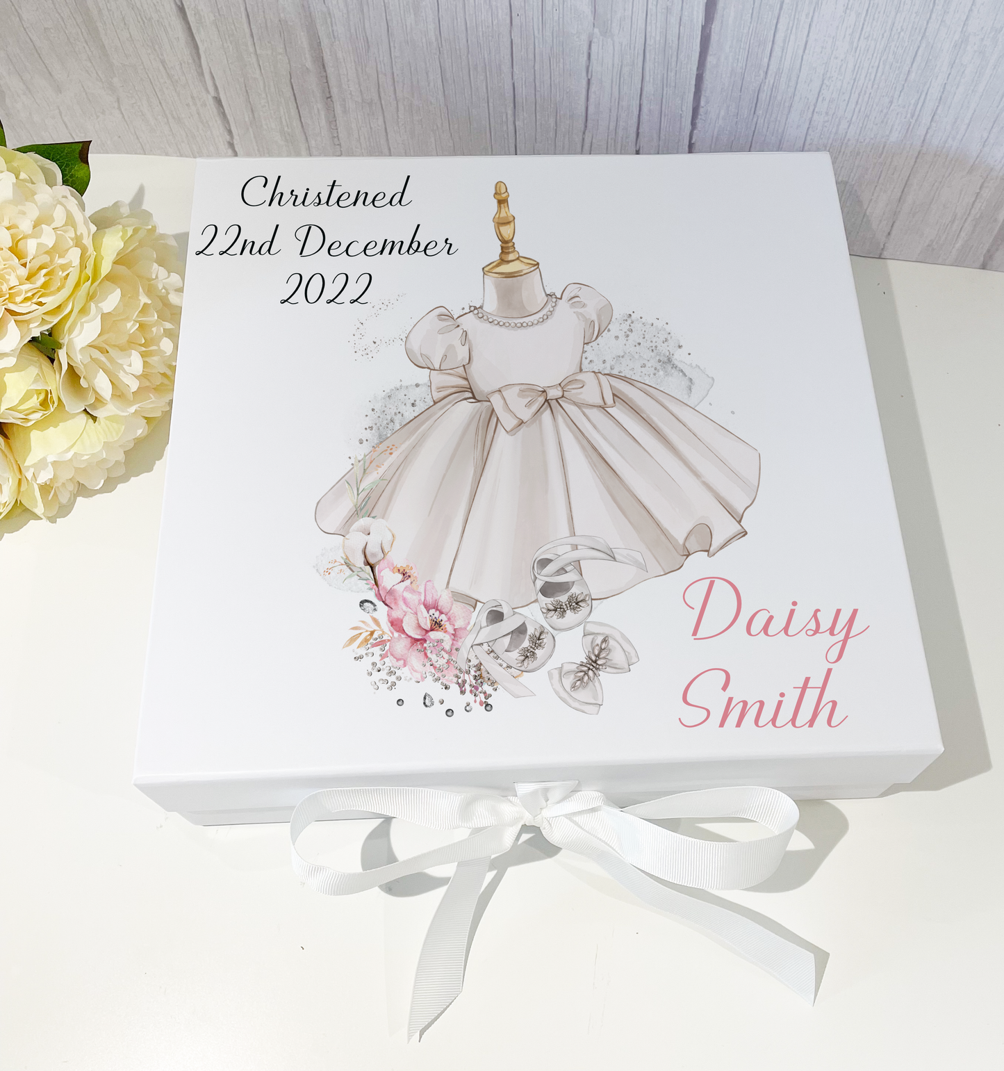 Personalised Girls Christening Keepsake Gift Box image 0