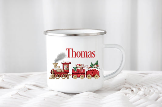 Mouse Train Christmas Mug - Enamel image 0