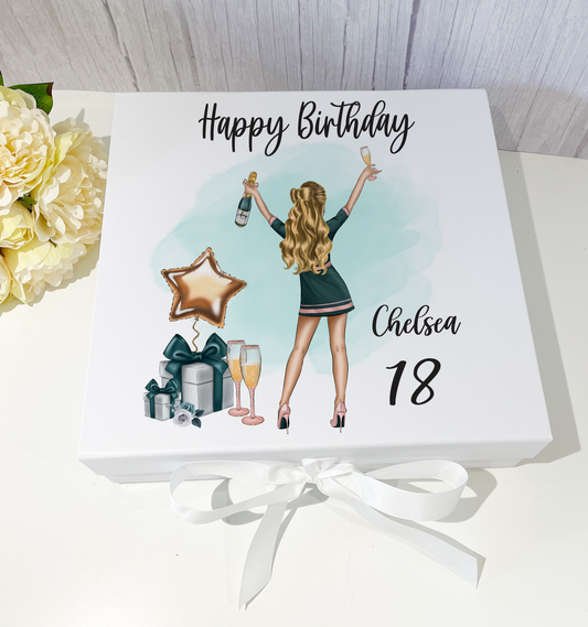 Green Champagne Girl Birthday Box image 0