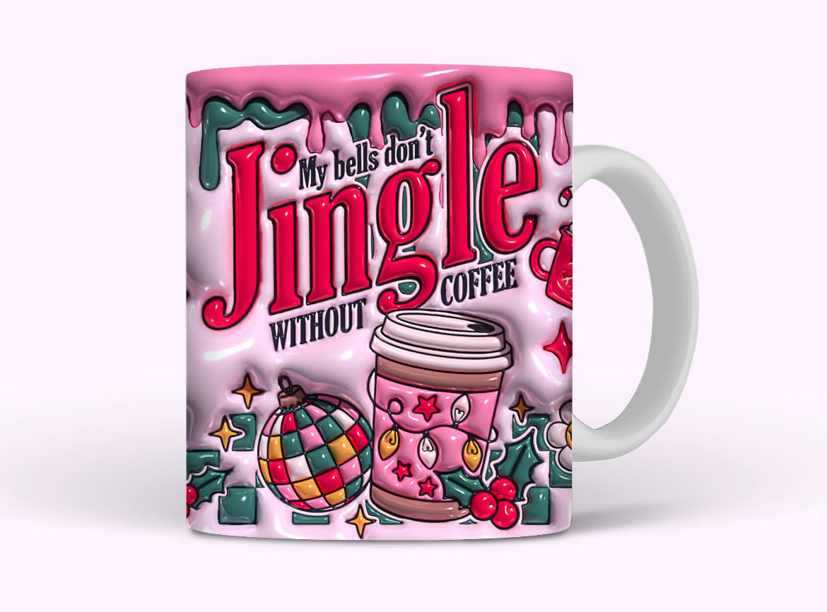 Pink Jingle Coffe Cup 3d Inflated Christmas Mug image 0