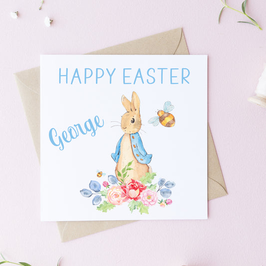 Blue Bunny Easter Card or Birthday Card image 0