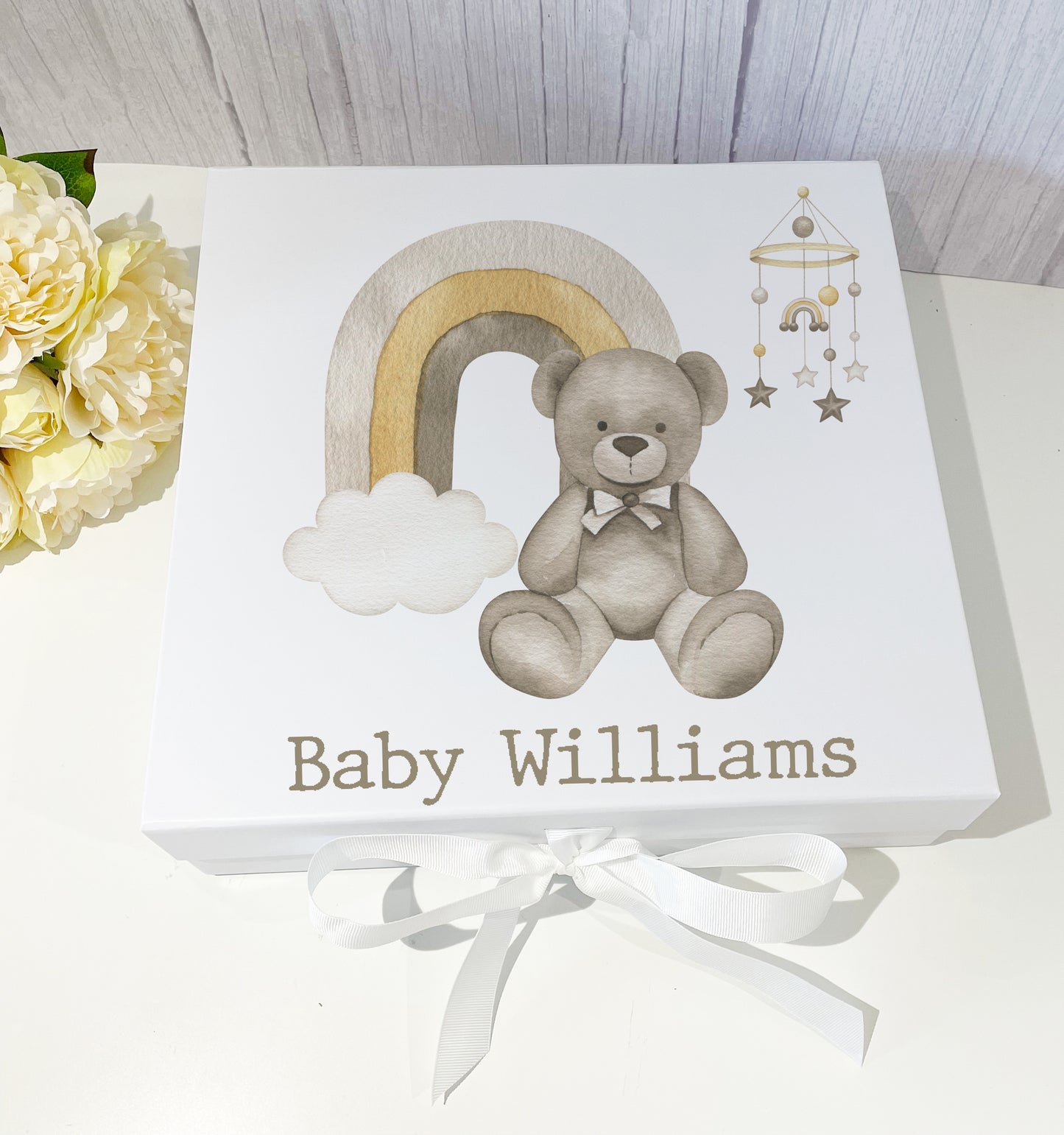 Boho Rainbow Teddy Bear Gift/Keepsake Box image 0