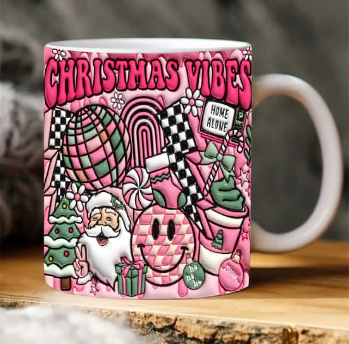 Christmas vibes 3d Inflated Christmas Mug image 0