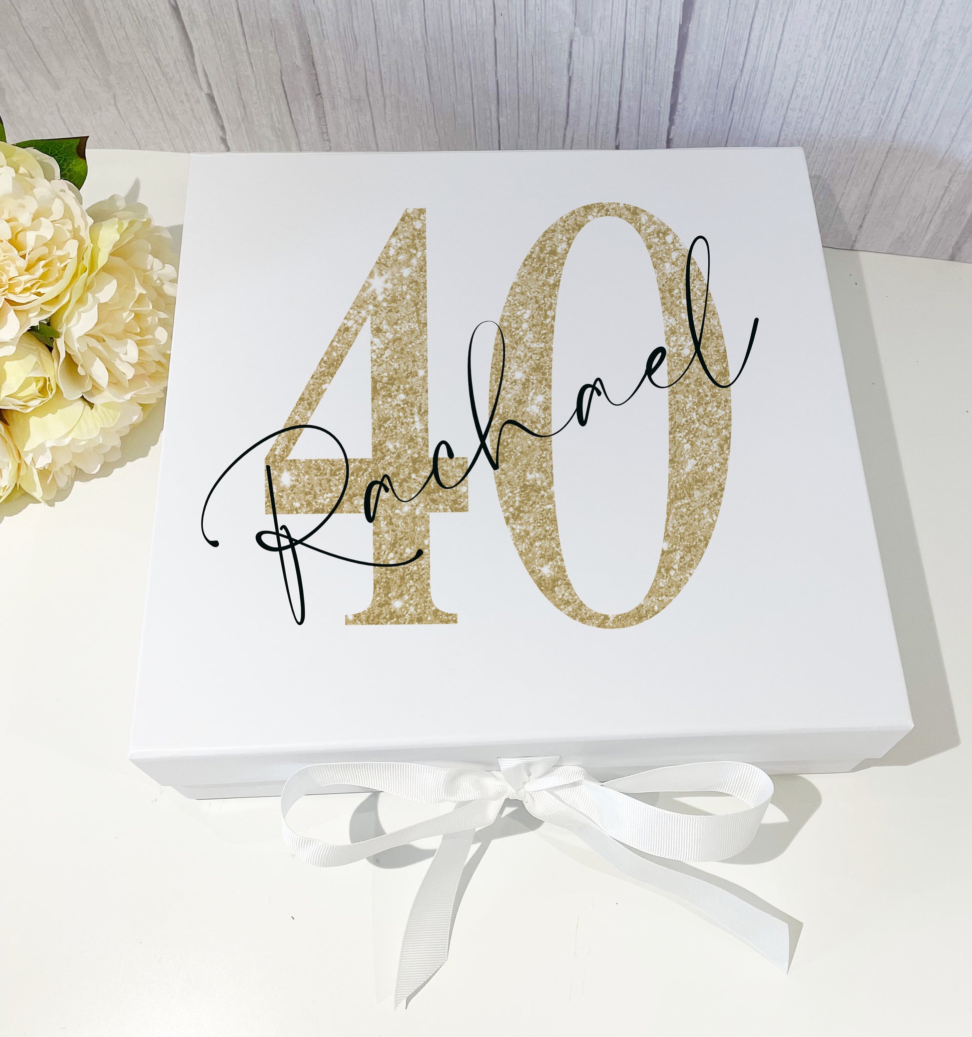 Any Birthday Gift/Keepsake Box Gold Glitter effect  image 0