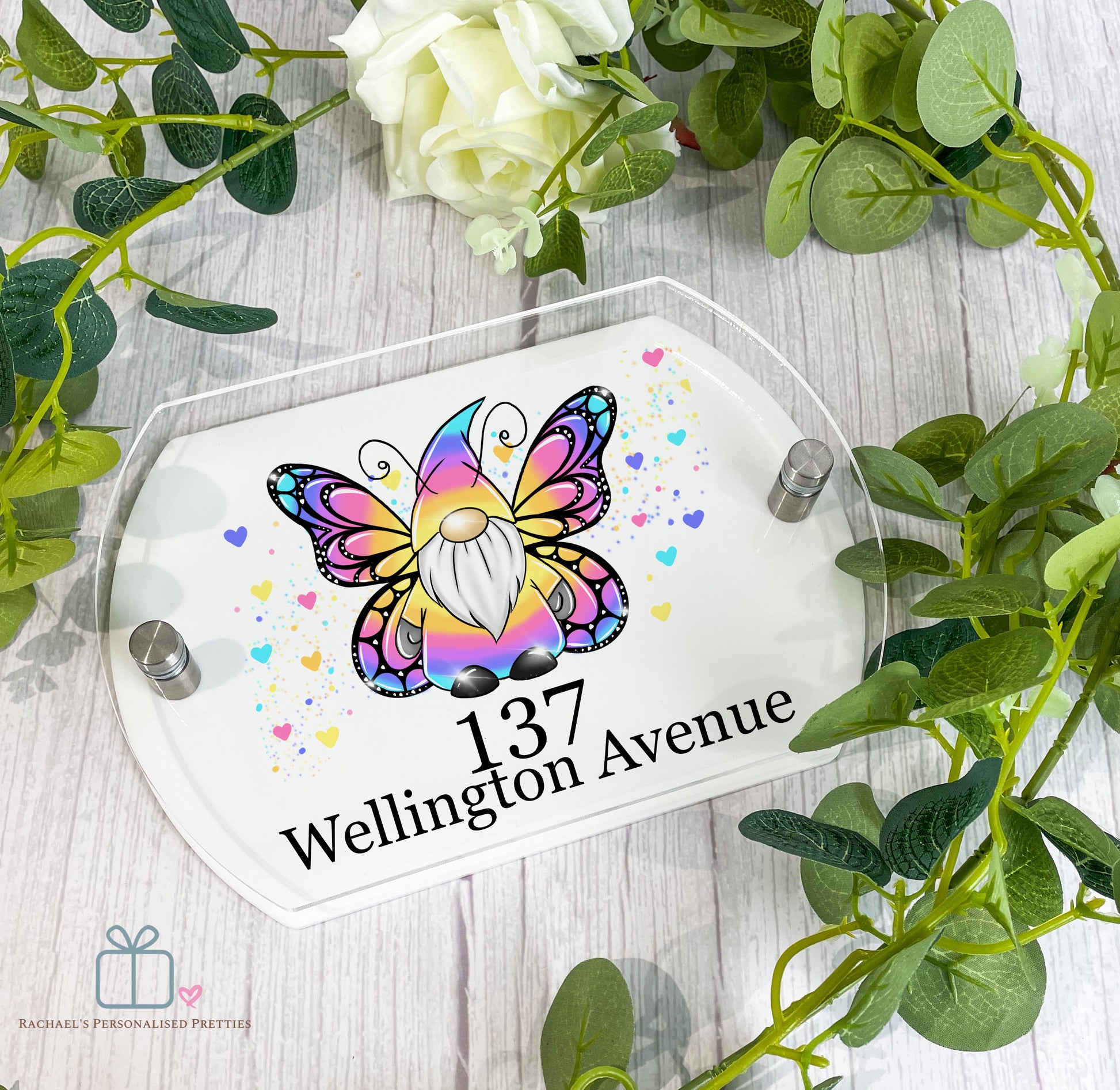 Rainbow Butterfly Gonk Door Number Sign image 0