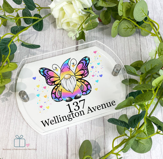 Rainbow Butterfly Gonk Door Number Sign image 0