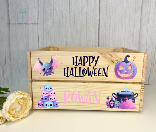 Pink Purple Happy Halloween Crate image 0