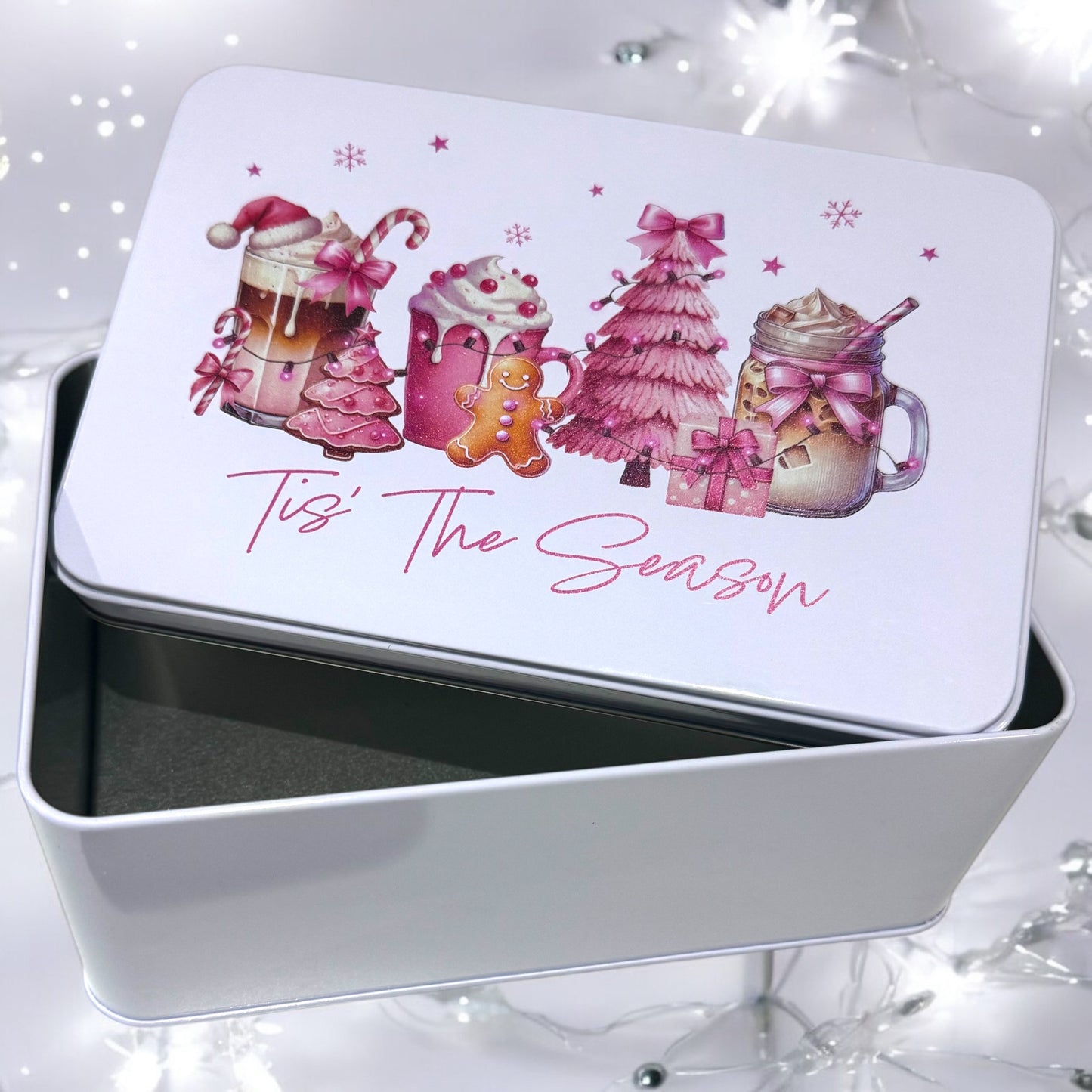 Tis the season pink themed Christmas tin  image 0