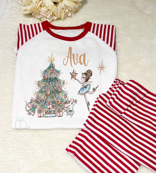 Personalised Christmas Ballerina Pyjamas 100% Cotton image 0