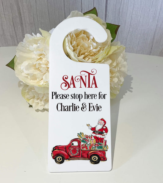 Santas Truck Santa Stop Here Door Hanger  image 0