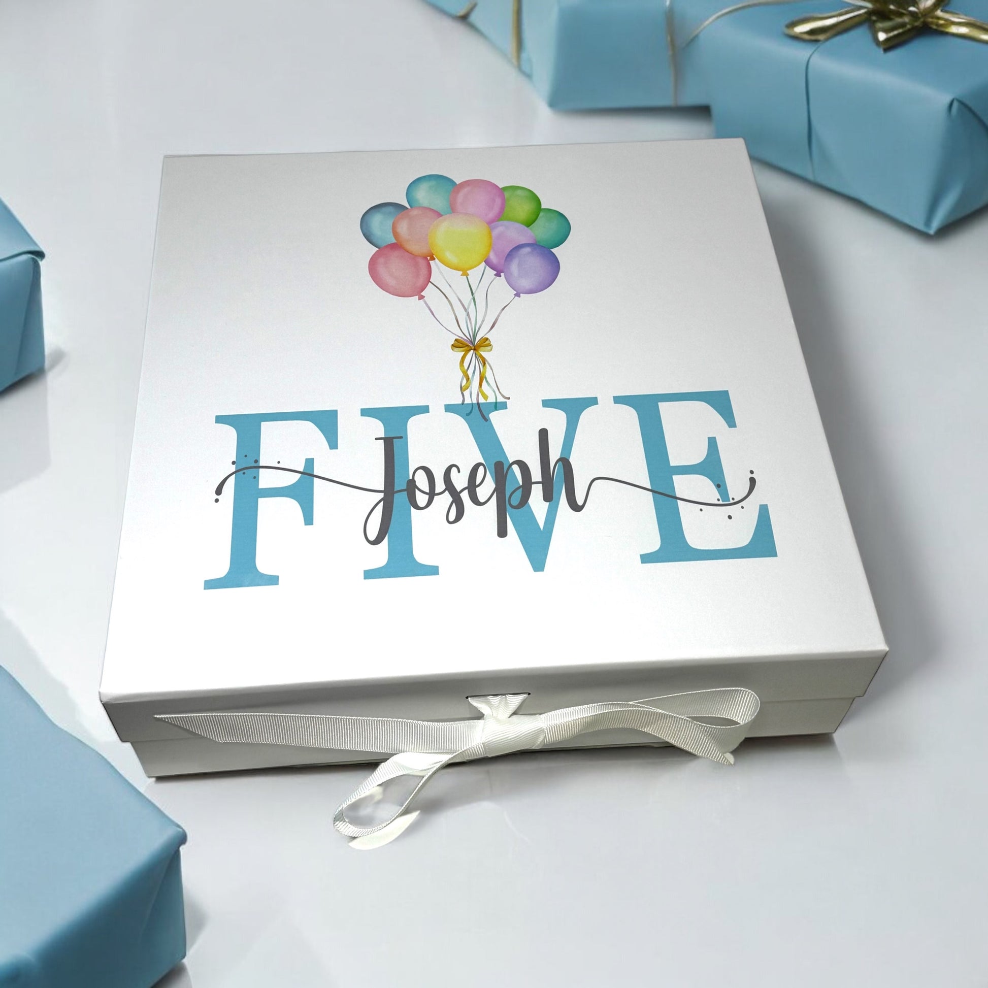 Blue Any Age Birthday Gift Box - Balloon Bouquet image 0