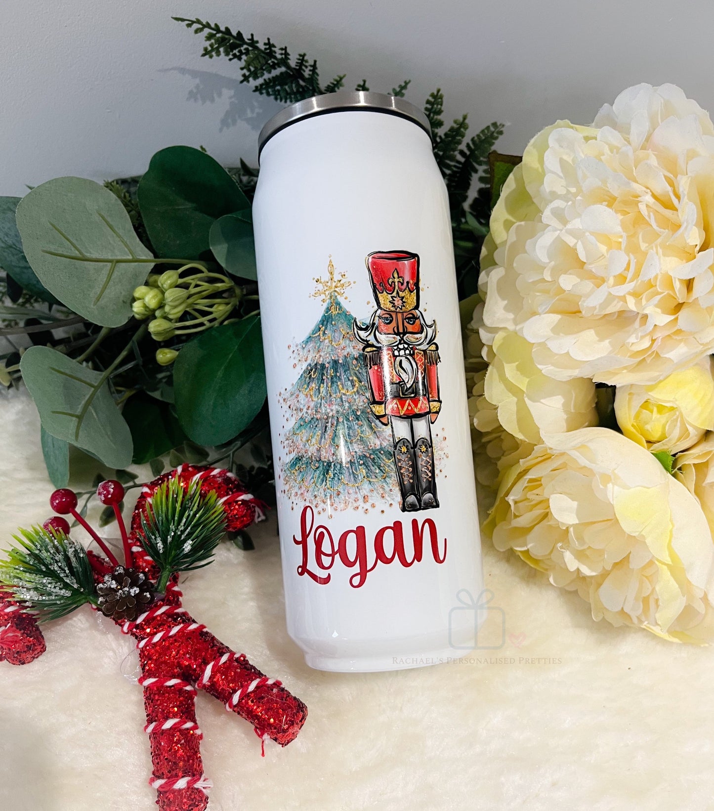 Personalised Can Style Nutcracker Water bottle with Flip Straw image 0