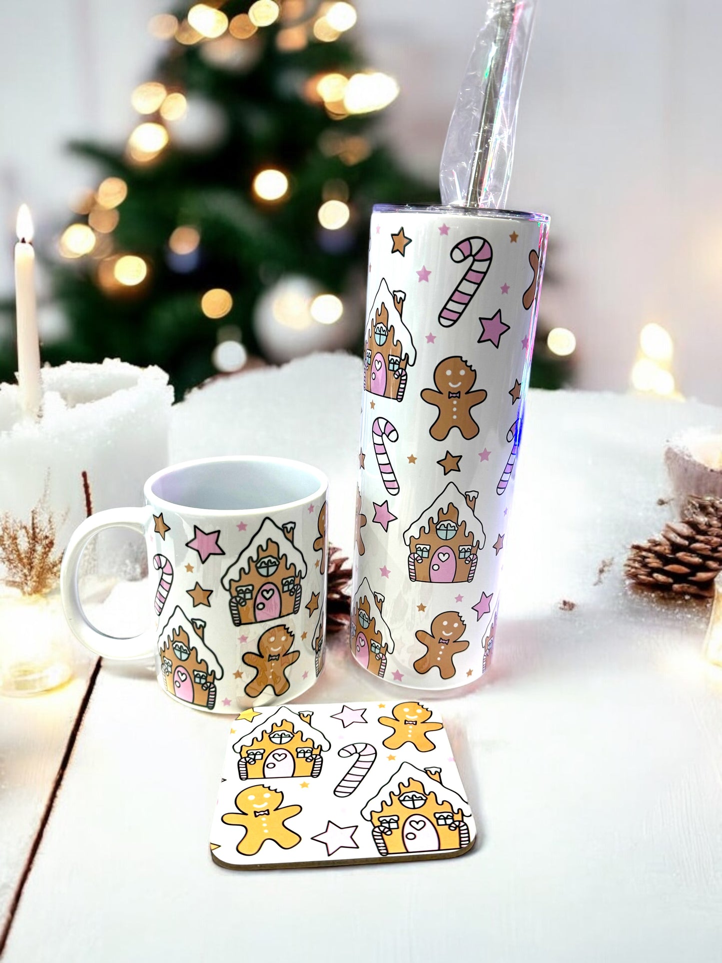 Pink gingerbread Christmas Mug