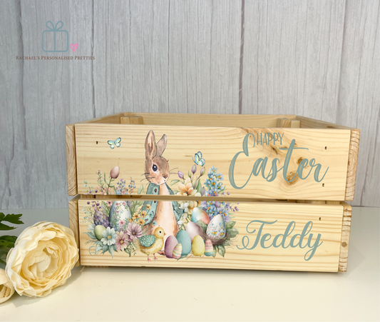 Green Easter Bunny Wooden Easter Crate image 0