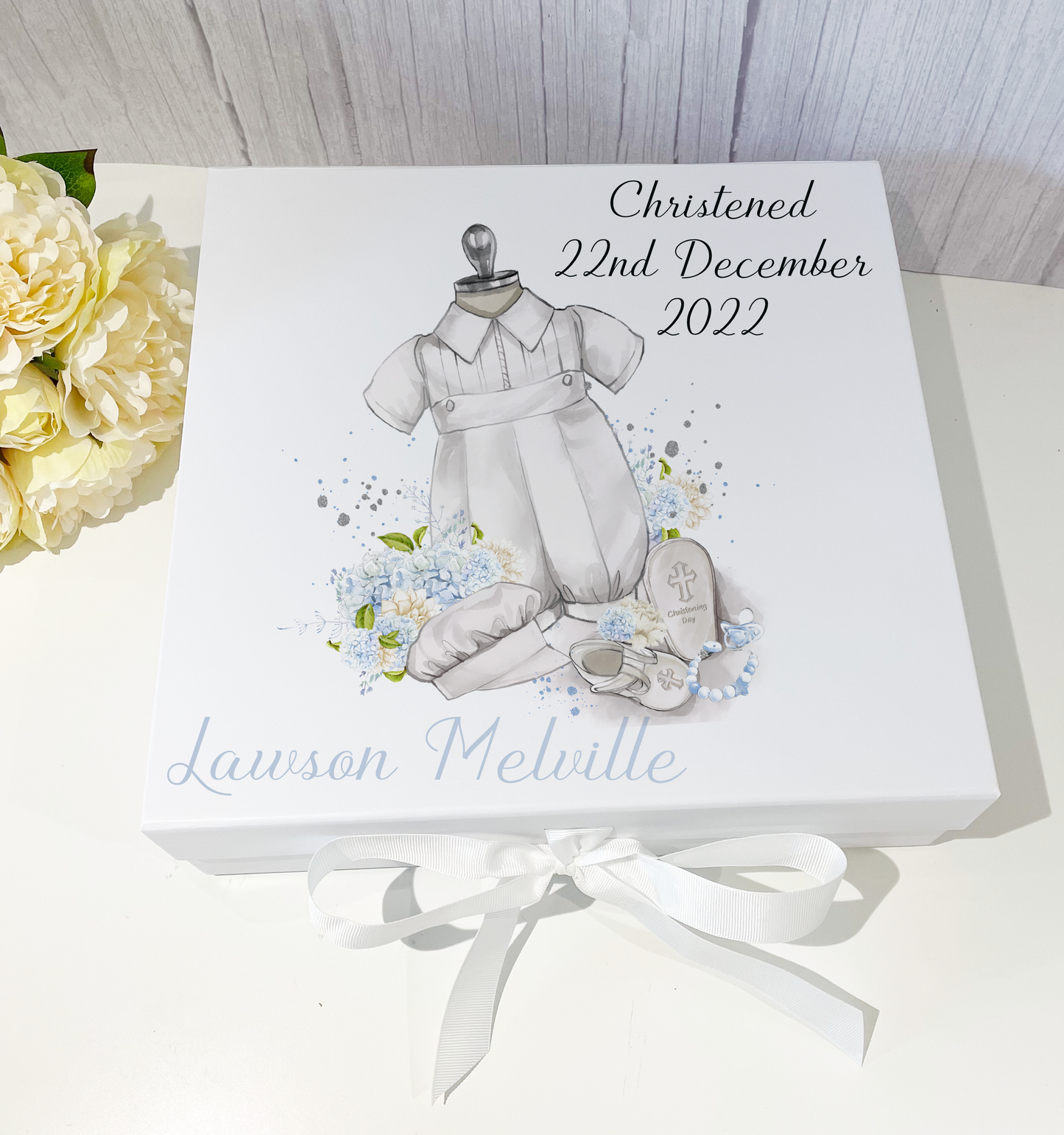 Personalised Boys Christening Keepsake Gift Box image 0