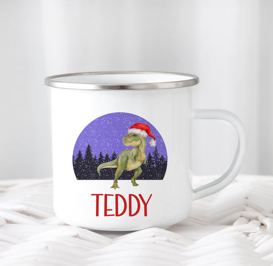 Dinosaur Christmas Mug - Enamel image 0