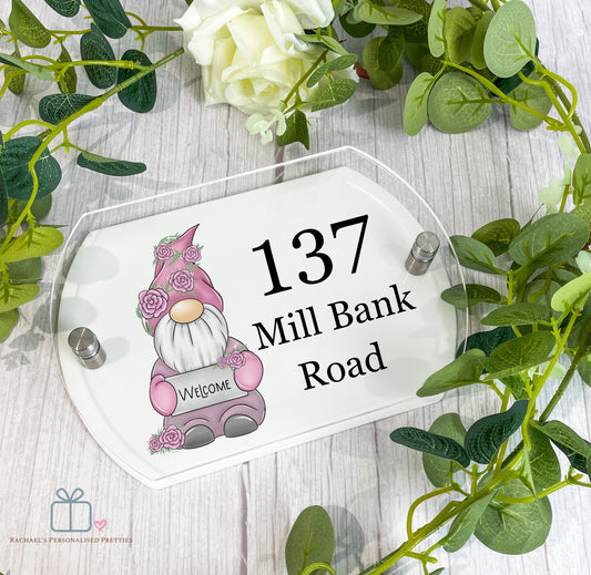 Pink Welcome Gonk Door Number Sign image 0