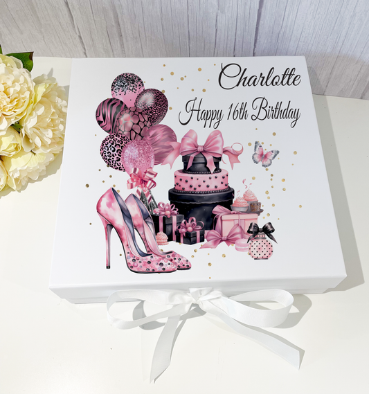 Pink & Black Birthday Gift Box image 0