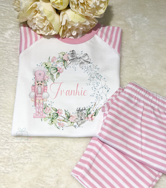 Personalised Pink Christmas Pyjamas Cotton - Snowberry Pink Nutcracker image 0