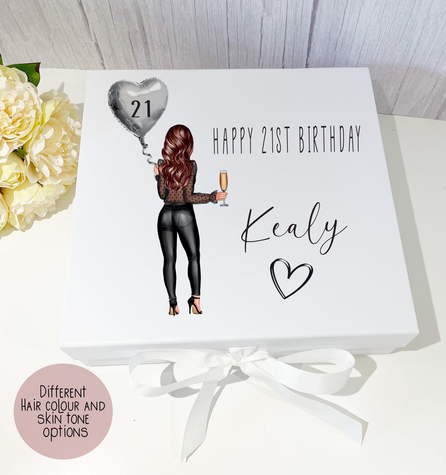 Girls Birthday Box - Black Outfit Silver Balloon Any Age