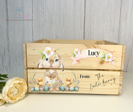 Easter Bunny Wooden Crate Box