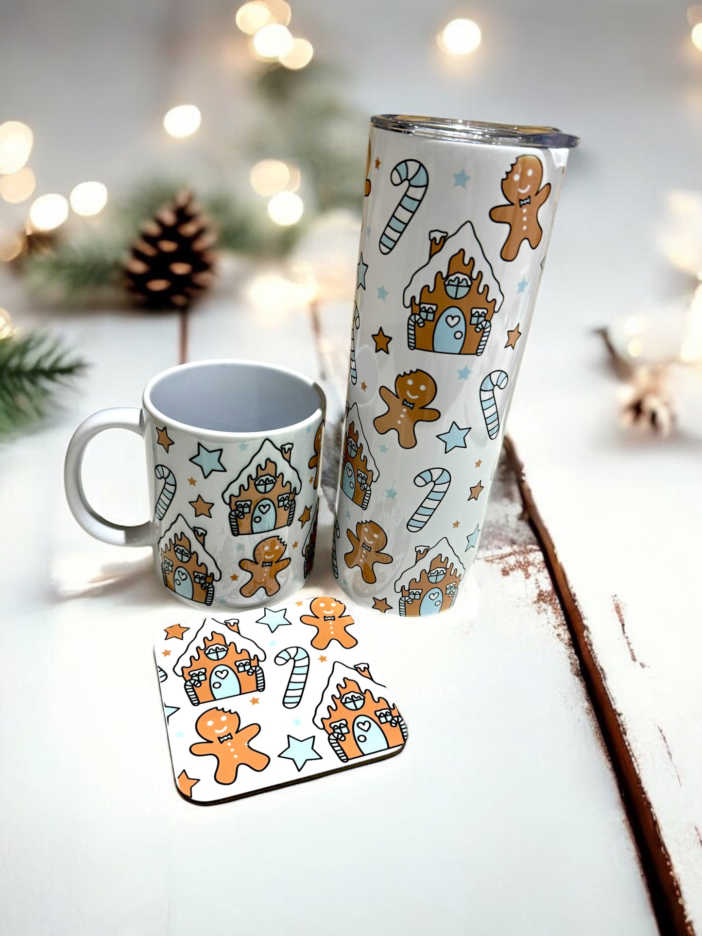 Blue gingerbread Christmas Mug