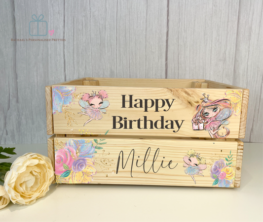 Fairy Wooden Birthday Box Crate