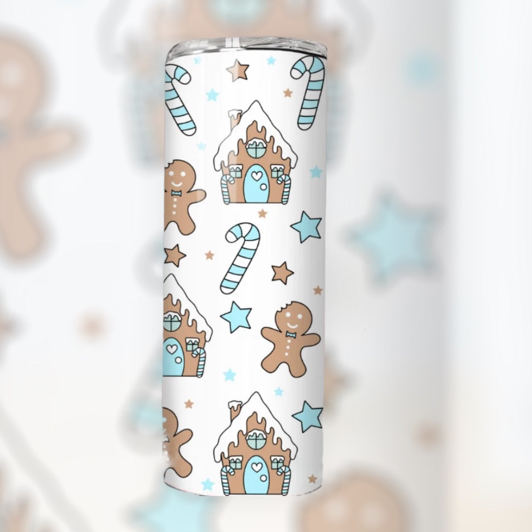 Christmas Blue Gingerbread Tumbler