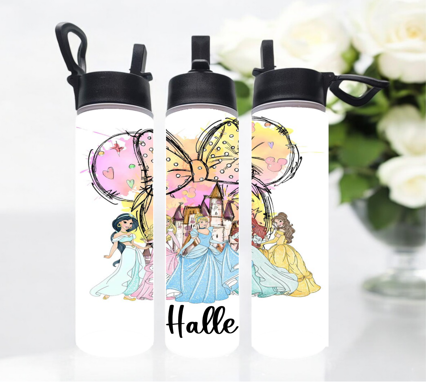 Princess Minnie Head Tumbler Flip Bottle