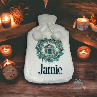 Personalised Hot Water Bottle - Green Winter image 0