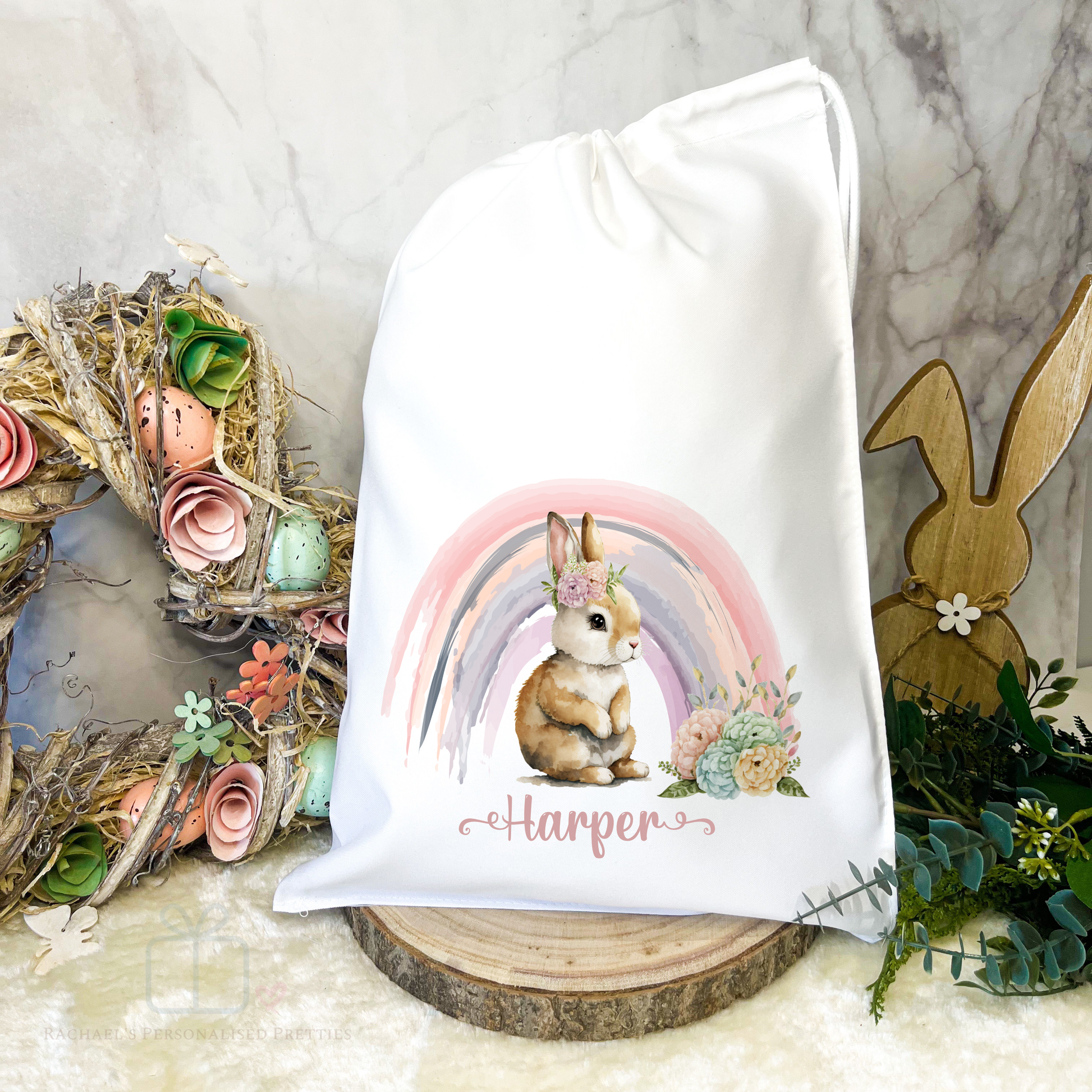 Rainbow Bunny Easter Sack image 0