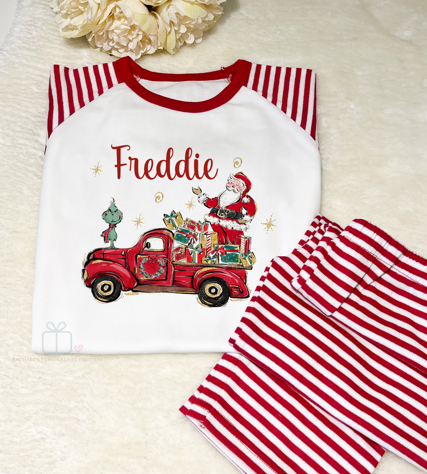 Personalised Santa's Truck Pyjamas 100% Cotton image 0