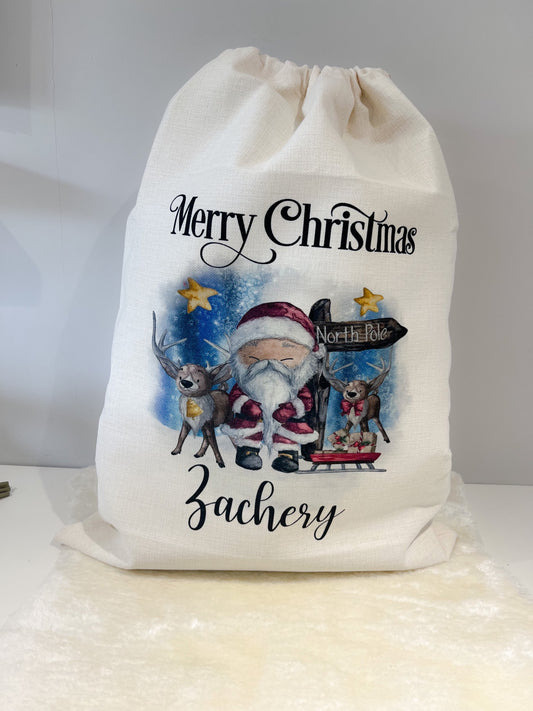 Christmas Sacks - Santa & the Reindeer image 0