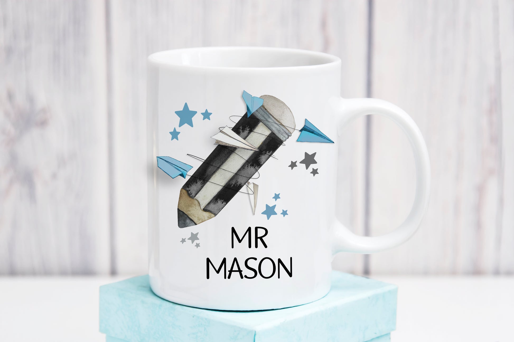 Personalised Teacher Mug - Blue Pencil image 0