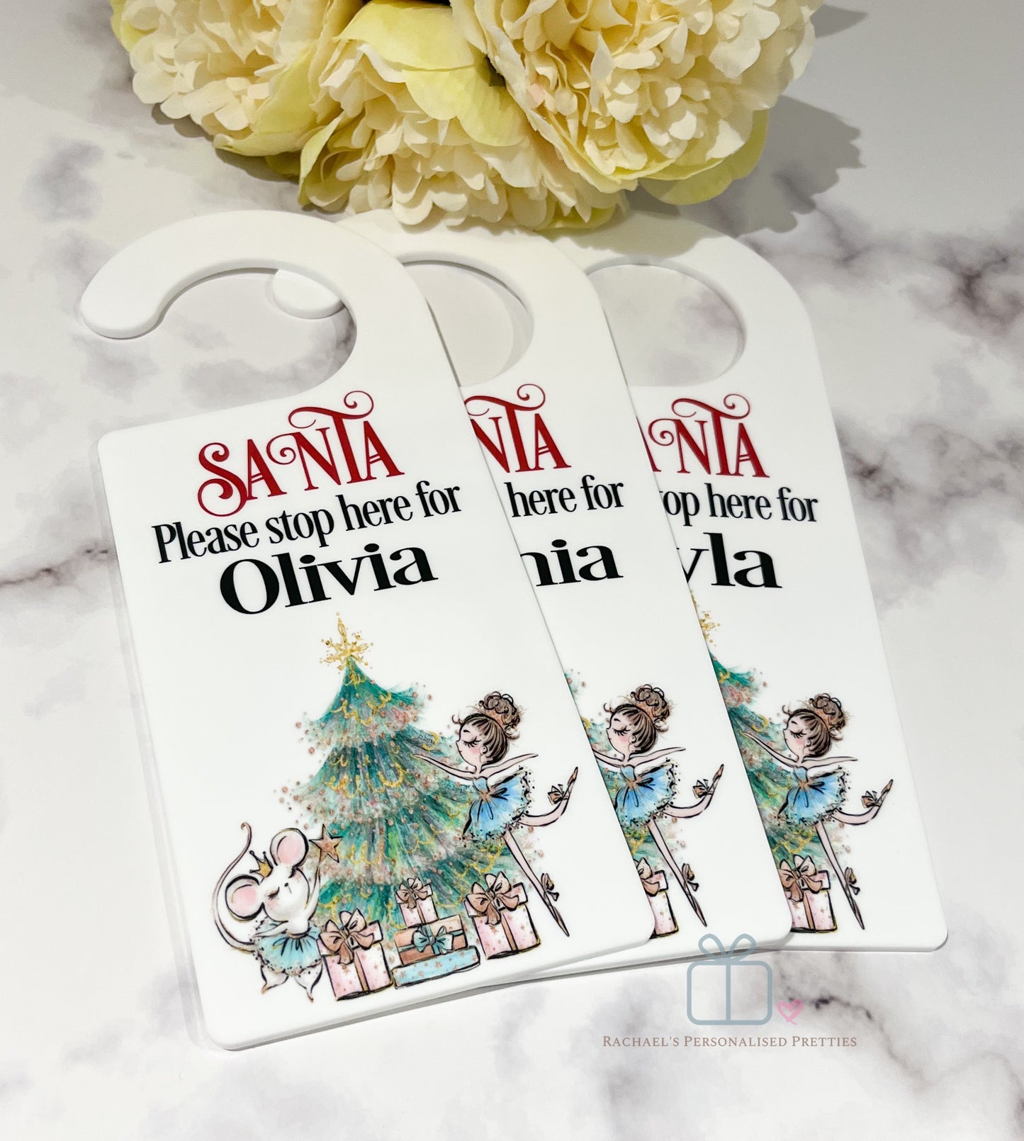 Ballerina Santa Stop Here Door Hanger image 1