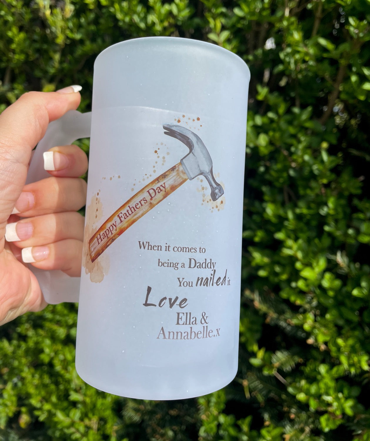 Nailed It Personalised Father’s Day Glass Beer Mug image 0