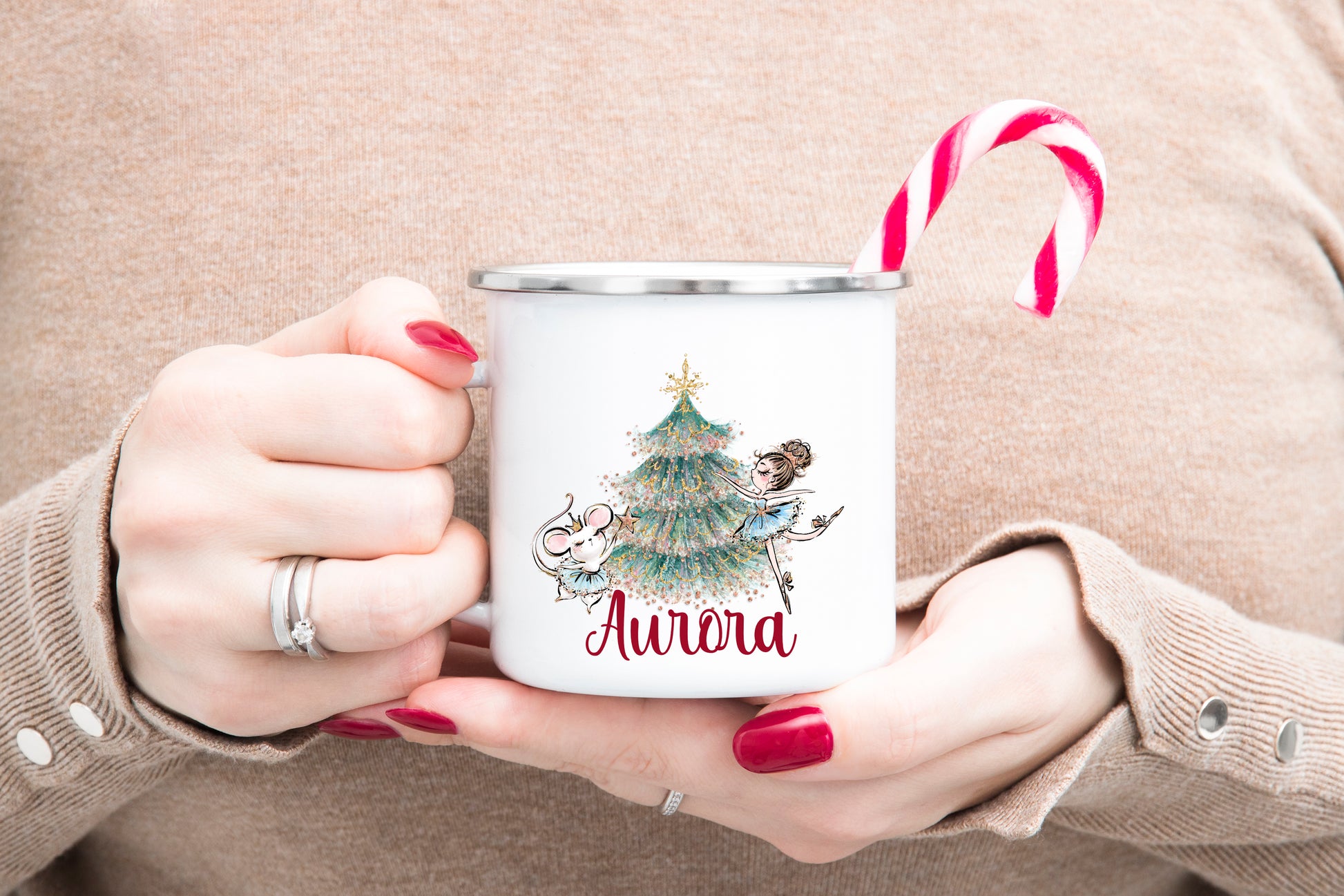 Ballerina Christmas Mug - Enamel image 0