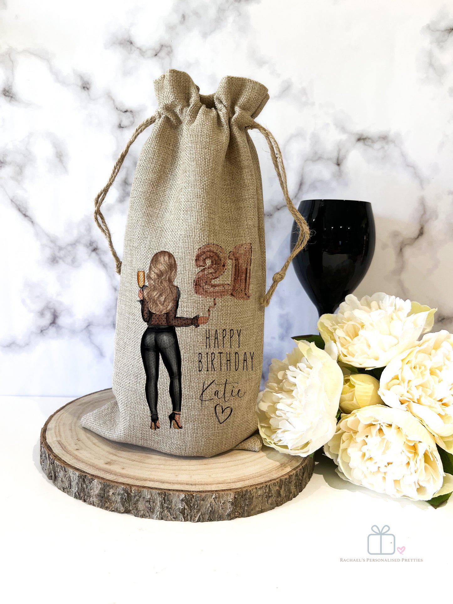 Personalised Bottle Bag - Any age Balloon Girl image 0