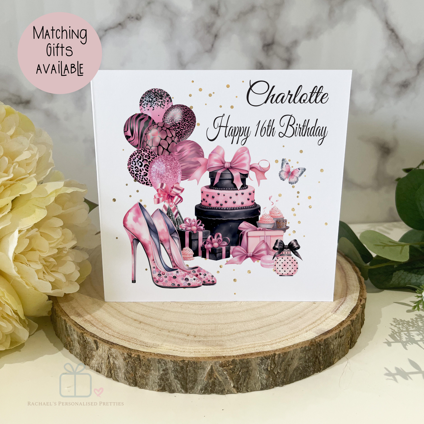 Pink & Black Birthday Card image 0