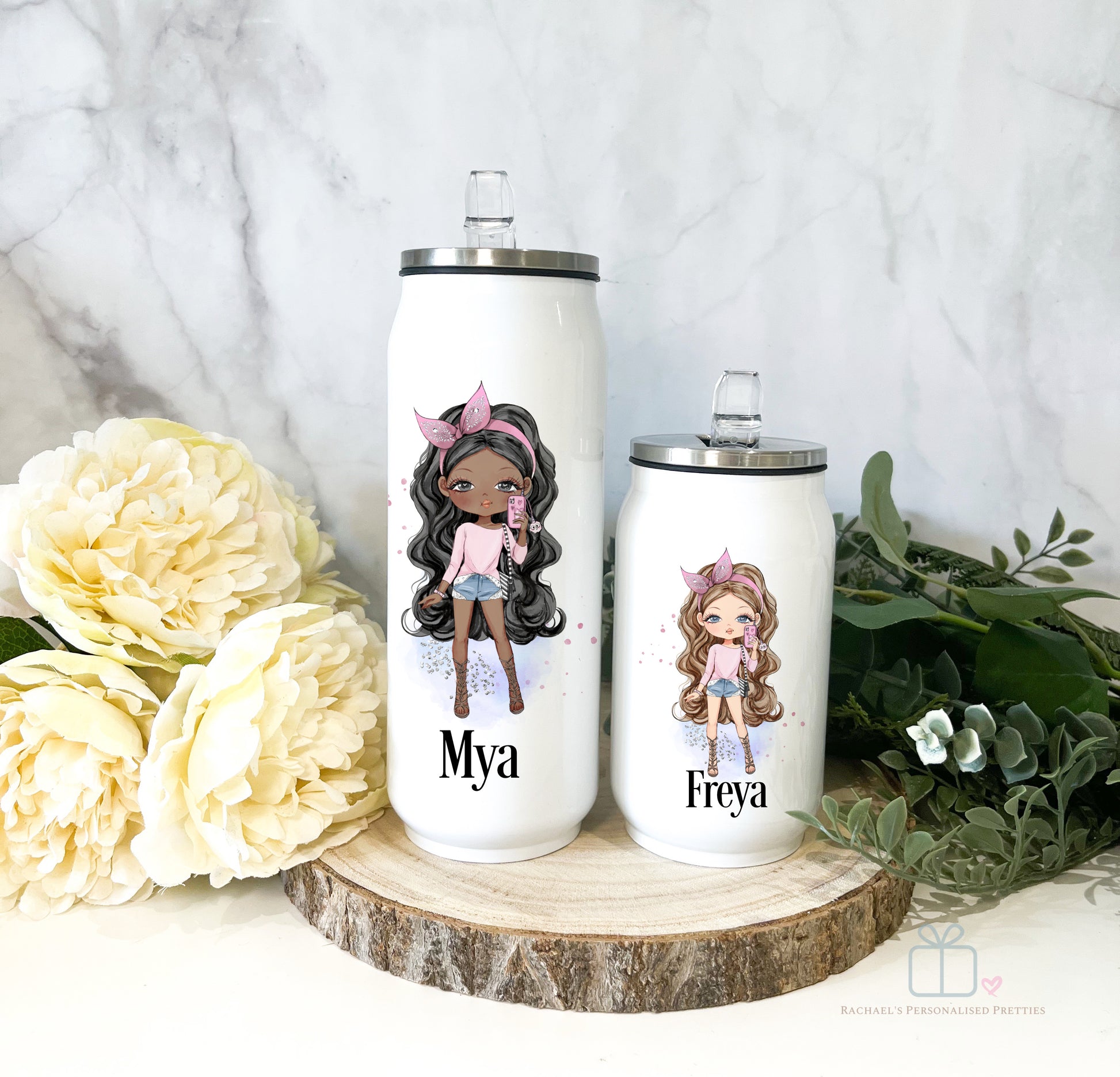 Personalised Can Style Water bottle with Flip Straw image 0