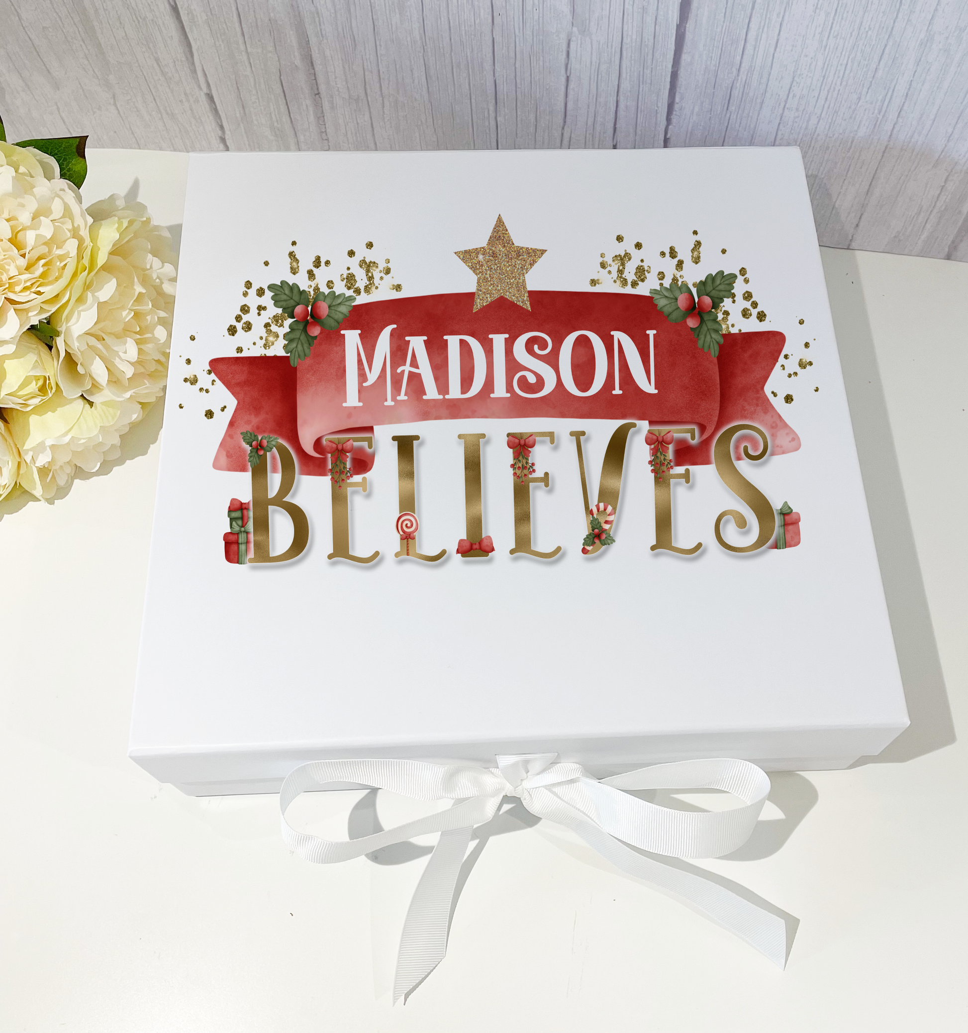 Believes Christmas Box with ribbon tie image 0