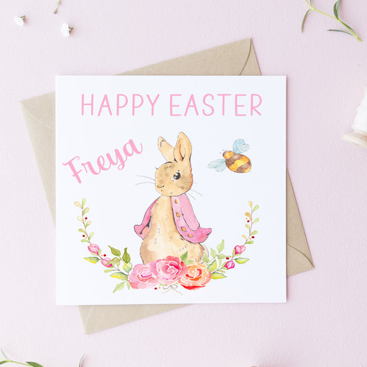 Pink Bunny Easter Card or Birthday Card image 0